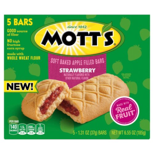 Mott's Strawberry Soft Baked Apple Filled Bars, 1.31 oz, 5 count