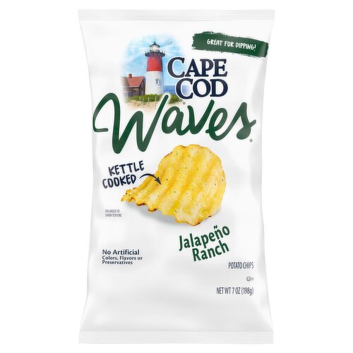 Cape Cod Waves Kettle Cooked Jalapeño Ranch Potato Chips, 7 oz