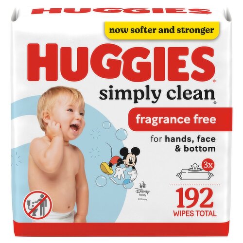 Huggies Simply Clean Fragrance Free Wipes, 3 pack, 192 count - King Kullen Huggies Simply Clean Fragrance Free Wipes, 3 pack, 192 count - King Kullen