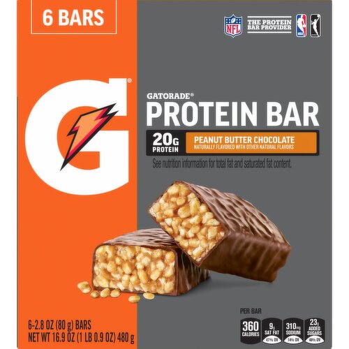 Gatorade Protein Bar Peanut Butter Chocolate 2.8 Oz, 6 Count
