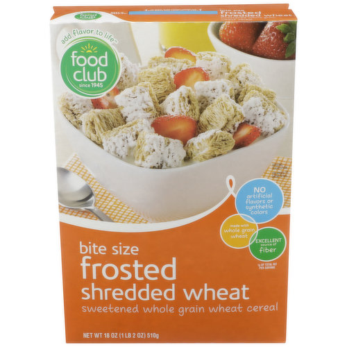 Food Club Frosted Shredded Wheat Bite Size Sweetened Whole Grain Wheat Cereal