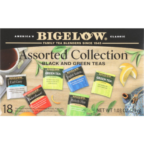 Bigelow Black and Green Teas, Assorted Collection, Tea Bags