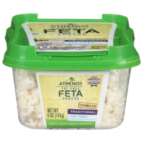 Athenos Cheese, Feta, Fat Free, Crumbled, Traditional