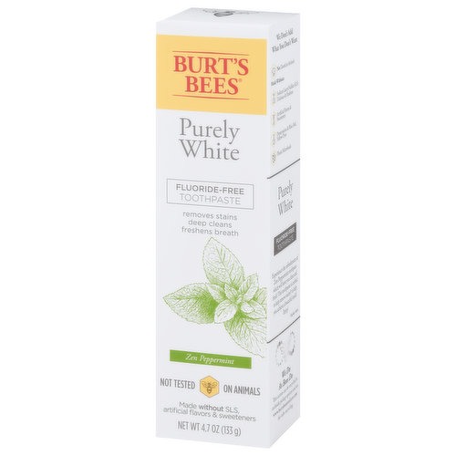 Burt's Bees Purely White Fluoride-Free Toothpaste 4.7oz Zen Peppermint