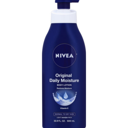 Nivea Body Lotion, Vitamin E, Original Daily Moisture, Normal to Dry skin