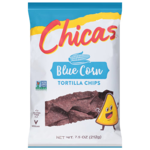 Chicas Tortilla Chips, Blue Corn