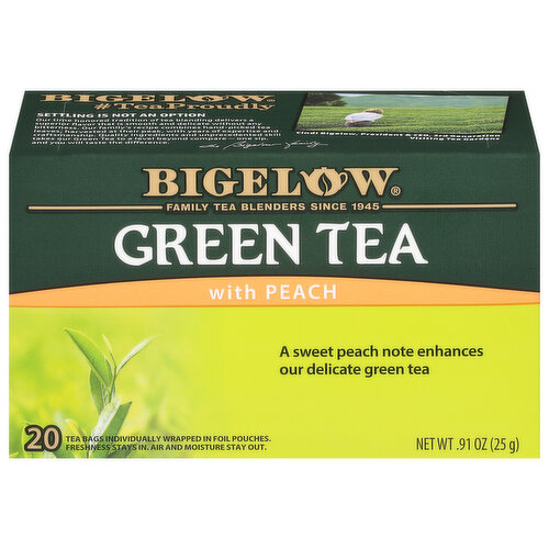 Bigelow Green Tea, with Peach, Tea Bags