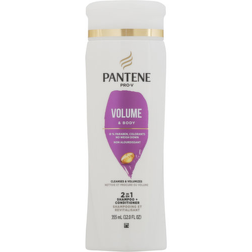 Pantene Shampoo + Conditioner, 2 in 1, Volume & Body