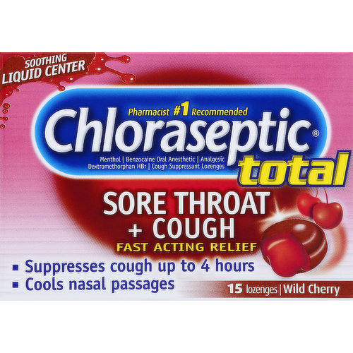 Chloraseptic Sore Throat + Cough, Lozenges, Wild Cherry