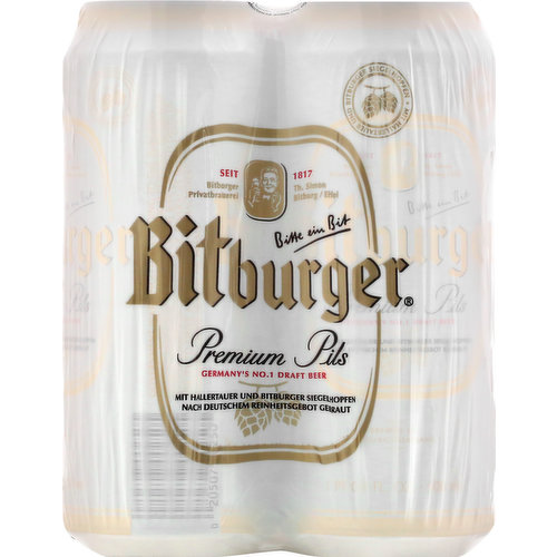 Bitburger. Germany's no.1 draft beer. www.bitburger-international.com. Dispose of properly. 4.8% alc./vol. 9.6