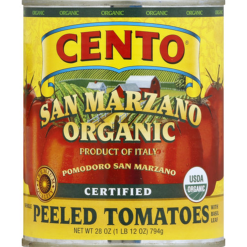 Cento Tomatoes, Organic, San Marzano, Whole Peeled