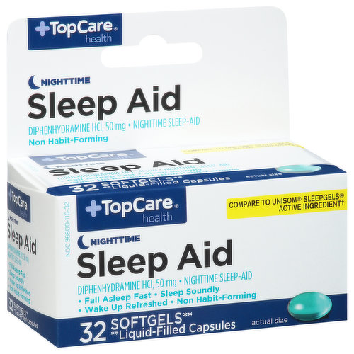 TopCare Sleep Aid, Nighttime, 50 mg, Softgels