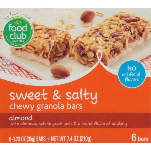 Food Club Sweet & Salty Almond With Almonds, Whole Grain Oats & Almond Flavored Coating Chewy Granola Bars