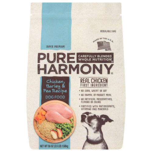 Pure Harmony Dog Food, Super Premium, Chicken, Barley & Pea Recipe