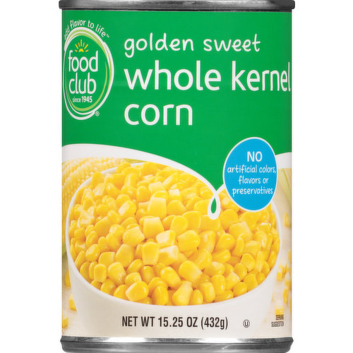 Food Club Corn, Whole Kernel, Golden Sweet