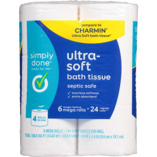 Simply Done Bath Tissue, Ultra-Soft, 2-Ply, Mega Rolls