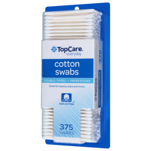 TopCare Cotton Swabs, Double-Tipped, Paper Sticks