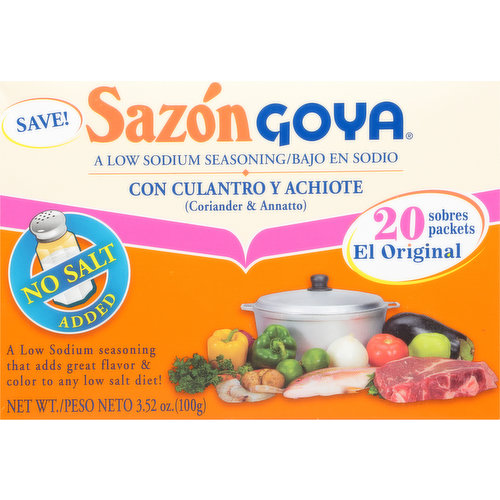 Sazon Goya Seasoning, Low Sodium, Coriander & Annatto