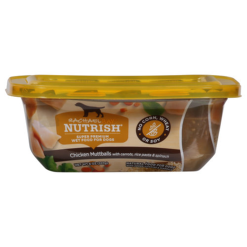 Rachael Ray Nutrish Food for Dogs, Natural, Chicken Muttballs with Carrots, Rice Pasta & Spinach