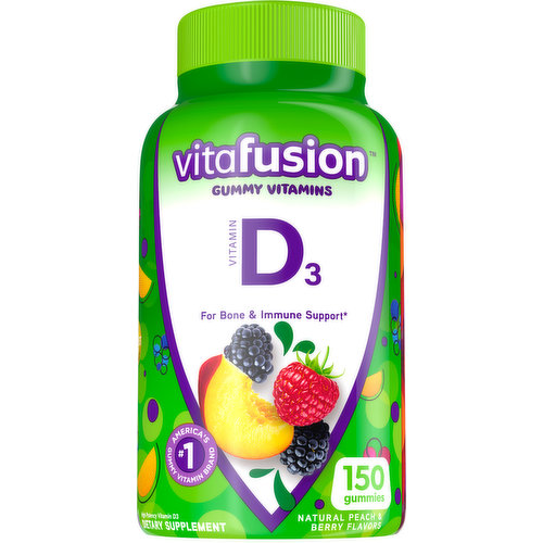 Vitafusion Vitamin D3, Gummies, Natural Peach & Berry Flavors