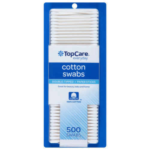 TopCare Cotton Swabs, Double-Tipped, Paper Sticks