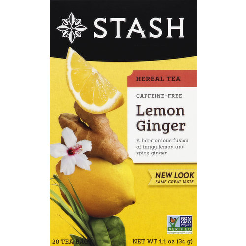 Stash Herbal Tea, Lemon Ginger, Caffeine Free, Bags