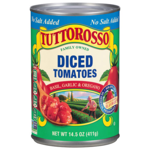 Tuttorosso Tomatoes, Basil, Garlic & Oregano, Diced