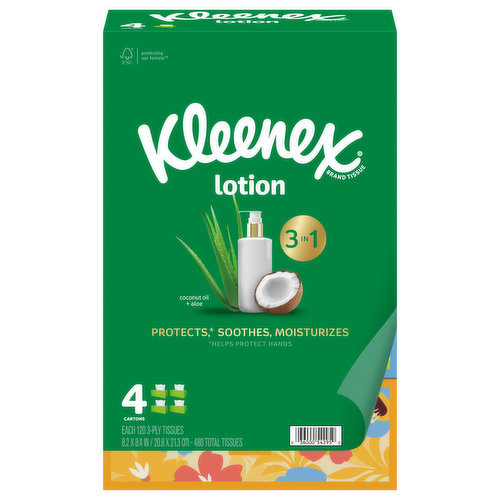 Kleenex Tissues, Coconut + Aloe, 3-Ply