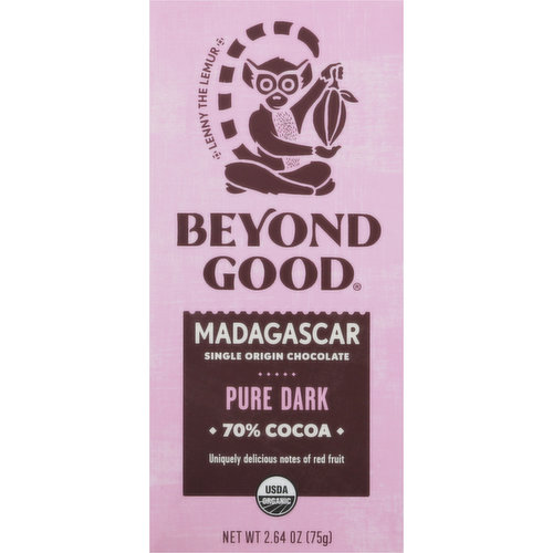 Beyond Good Chocolate, Pure Dark, Madagascar, 70% Cocoa