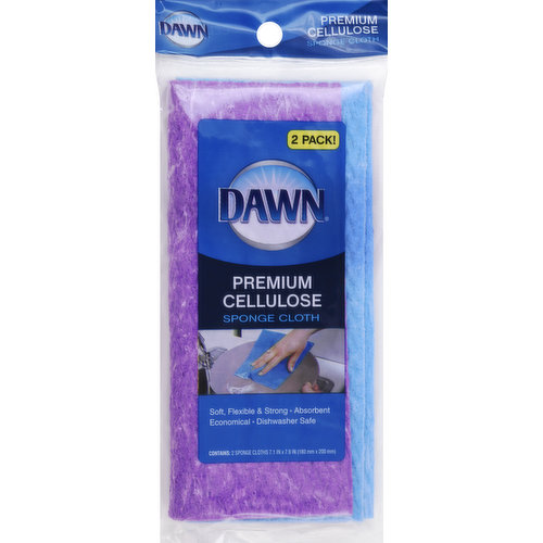 Dawn Sponge Cloth, Premium, Cellulose, 2-Pack!