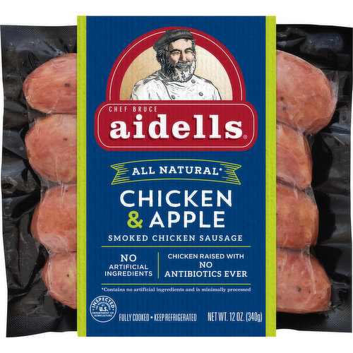 Aidells Chicken Sausage, Chicken & Apple, Smoked