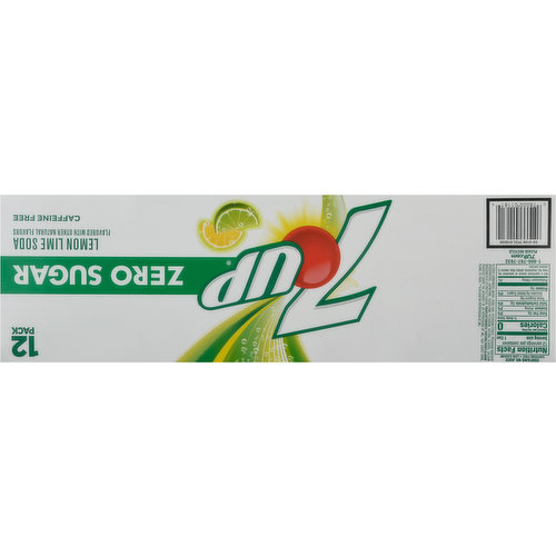 7-UP Soda, Zero Sugar, Lemon Lime, 12 Pack