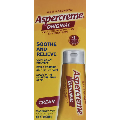 Aspercreme Pain Relief Cream, Max Strength, Original