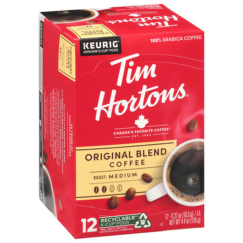 Tim Hortons Coffee, Medium Original Blend, Pods