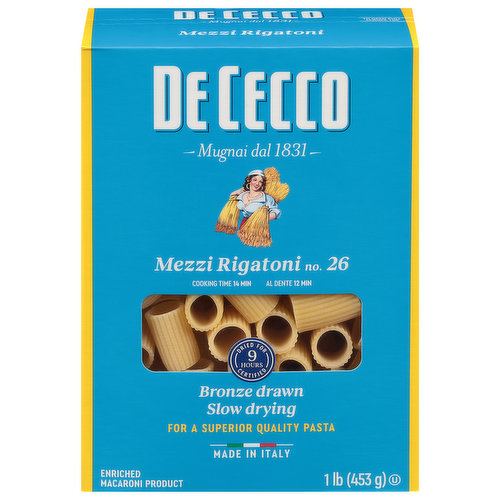 De Cecco Mezzi Rigatoni, No. 26