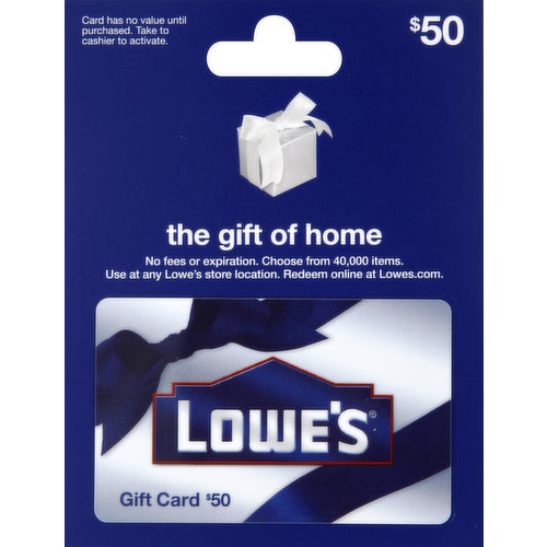 Lowe's Gift Card, $50