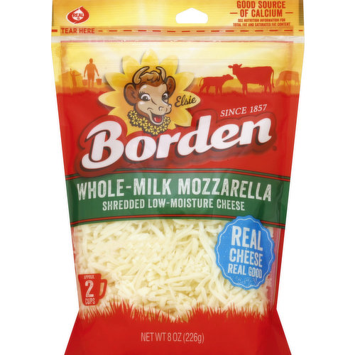 Borden Cheese, Shredded, Low-Moisture, Mozzarella, Whole-Milk