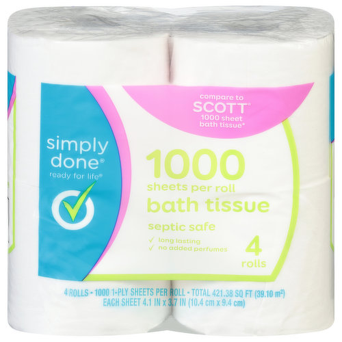 Simply Done Bath Tissue, 1-Ply