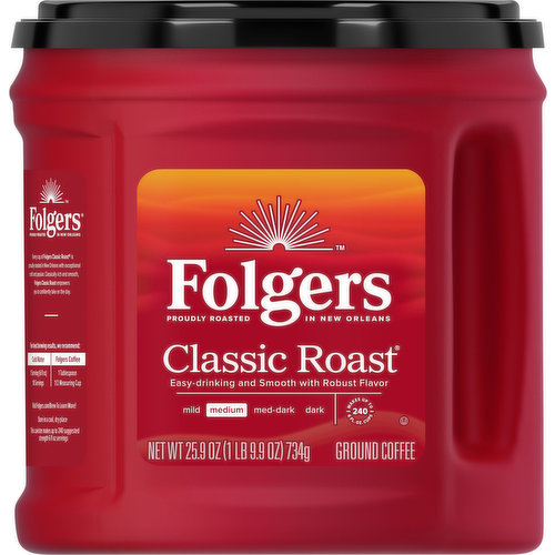 Folgers Coffee, Ground, Medium, Classic Roast