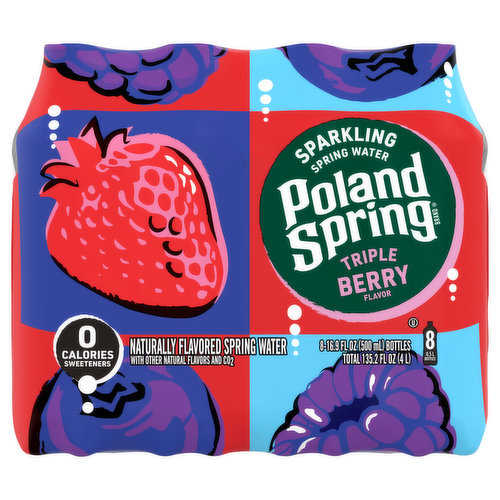 Poland Spring Spring Water, Sparkling, Triple Berry Flavor