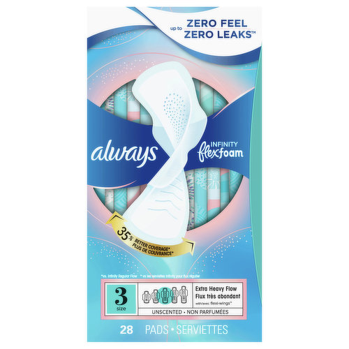 Always Pads, with Flexi-Wings, Extra Heavy Flow, Unscented, Size 3