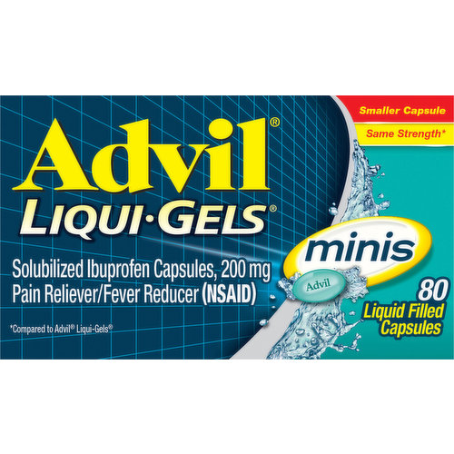 Advil Ibuprofen, 200 mg, Liquid Filled Capsules, Minis