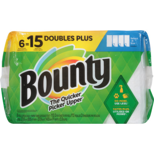 Bounty Select-a-Size Paper Towels, 6 Triple Rolls, White