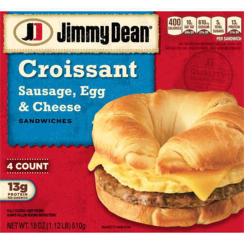 Jimmy Dean Sandwiches, Croissant, Sausage, Egg & Cheese