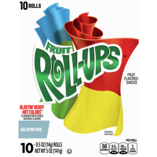 Fruit Roll-Ups Fruit Flavored Snacks, Blastin Berry Hot Colors