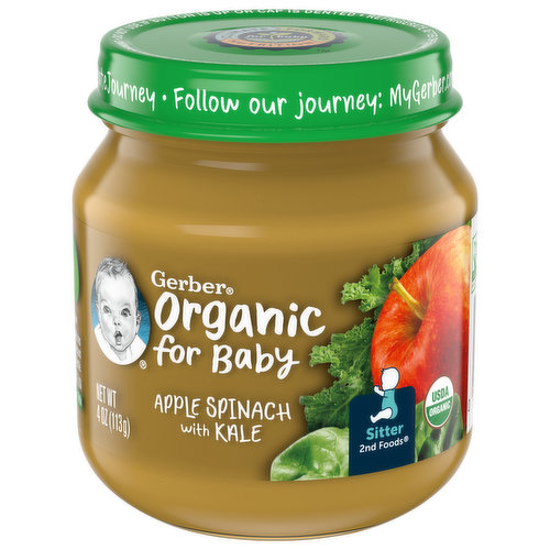 Gerber Apple Spinach with Kale, Sitter 2nd Foods