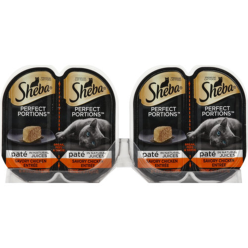 Sheba Cat Food, Premium, Savory Chicken Entree, Pate, in Natural Juices