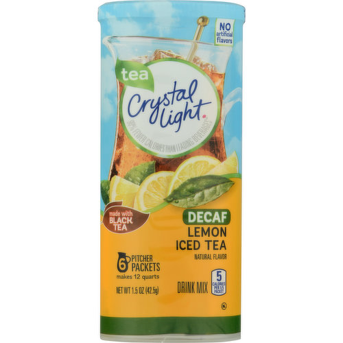 Crystal Light Drink Mix, Lemon Iced Tea, Decaf, 6 Pitcher Packets