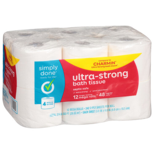 Simply Done Bath Tissue, Ultra-Strong, 2-Ply, Mega Rolls