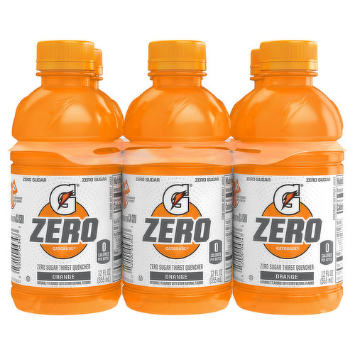 Gatorade Thirst Quencher, Zero Sugar, Orange, 6 Pack
